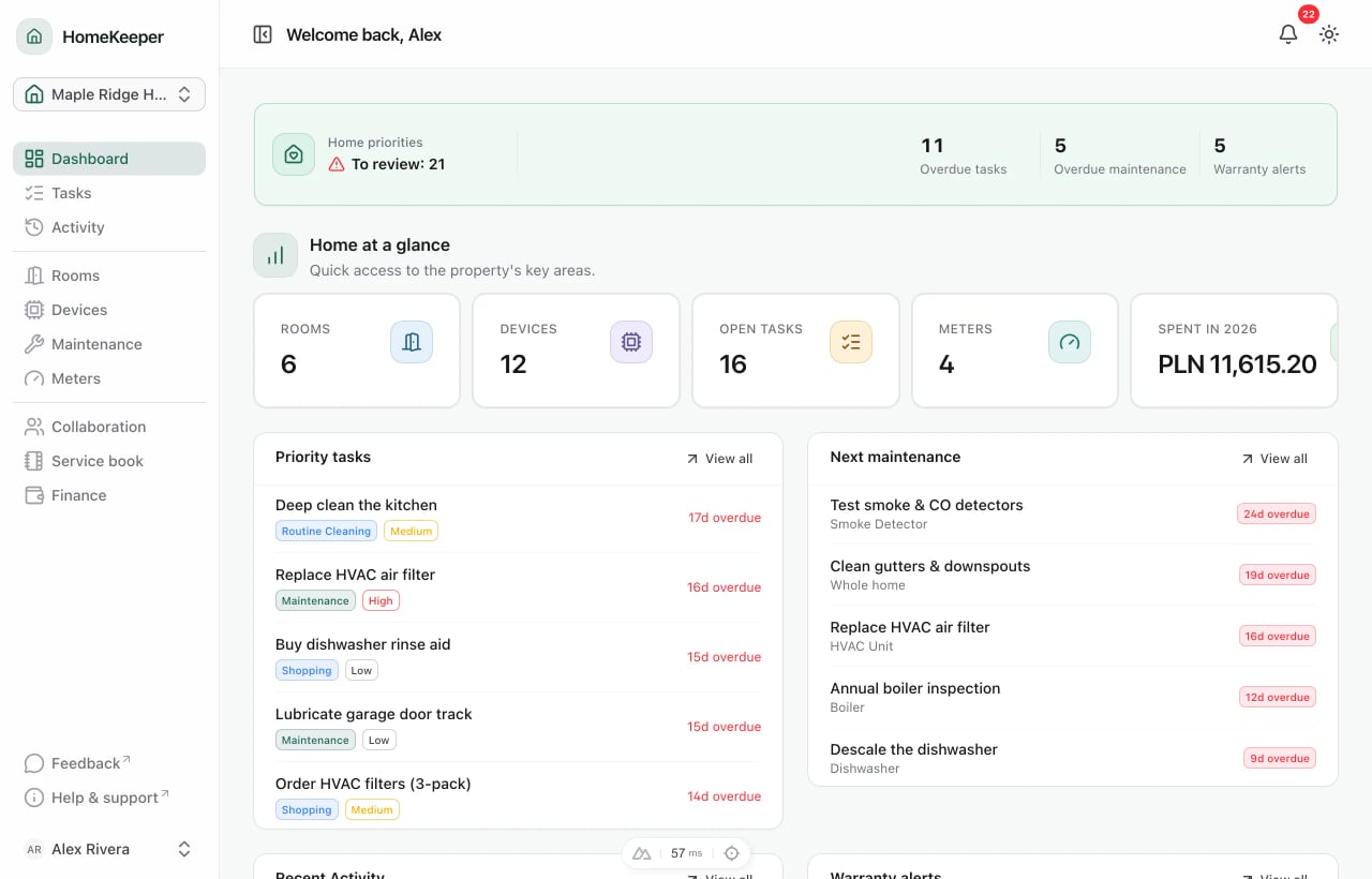 Real application screenshot for dashboard (en)