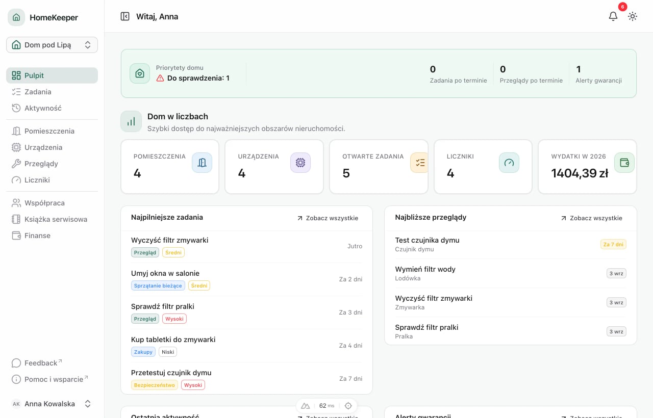 Real application screenshot for dashboard (pl)